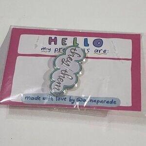 anna parade hello my pronouns are they/them enamel Pin gay pride LGBTQ+ New